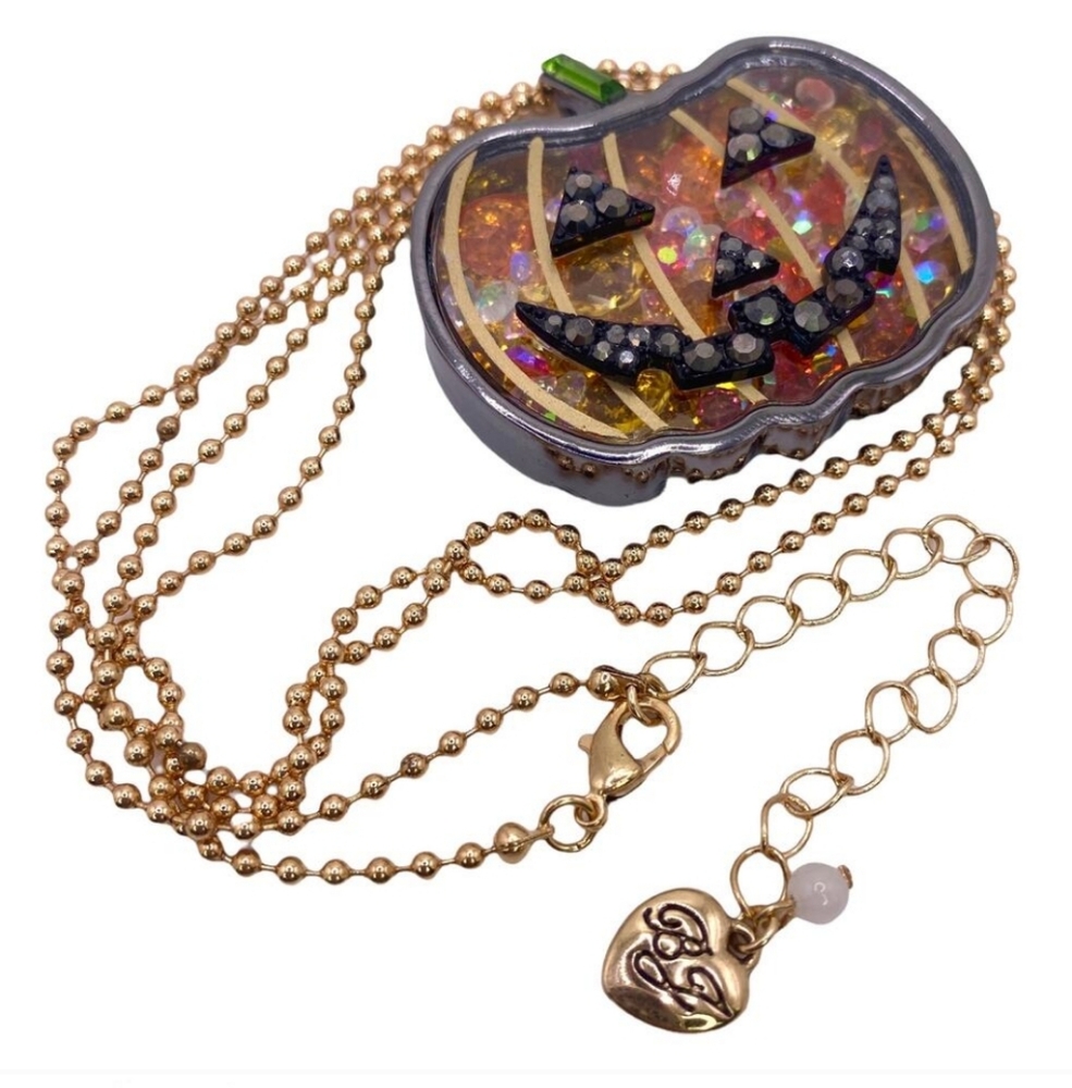 ❇️🧚‍♀️Betsey Johnson Jack-O-Lantern Rhinestone Necklace NWT/NIB
